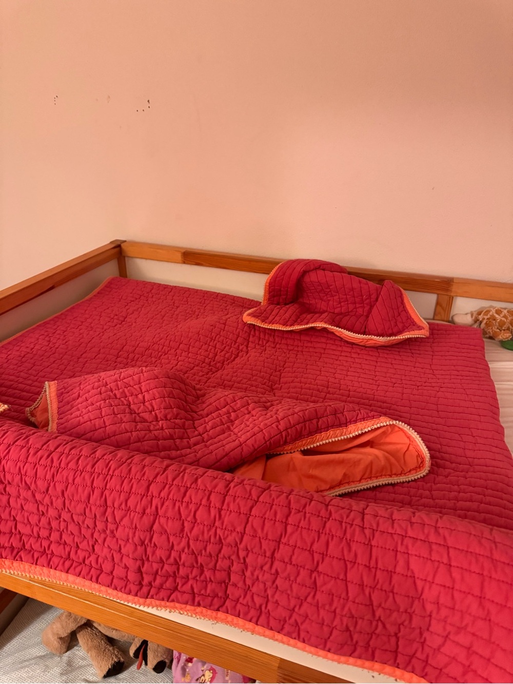 Martha Stewart Reversible Coral and Magenta Quilted Bedspread